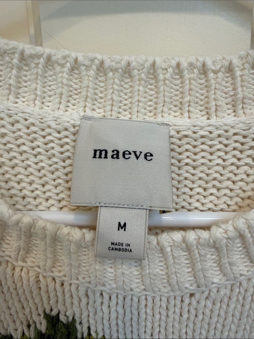 Maeve Cream Knit Sweater with Green Detail - Picture 2 of 4